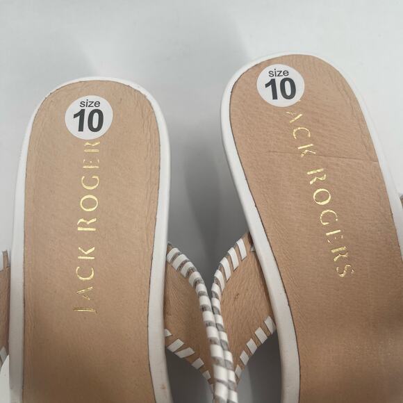 NEW JACK ROGERS Sandals Size 10 Jackie Mid Wedge White Leather Prep Summer NWOT - Picture 8 of 15